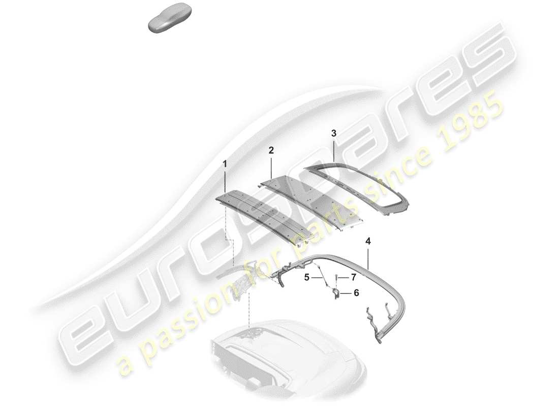 porsche 2019 (992-1) telaio superiore diagramma delle parti