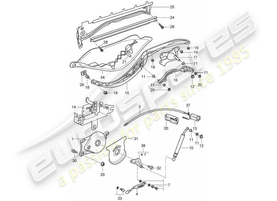 porsche 2010 (987 boxster) meccanismo di guida diagramma delle parti