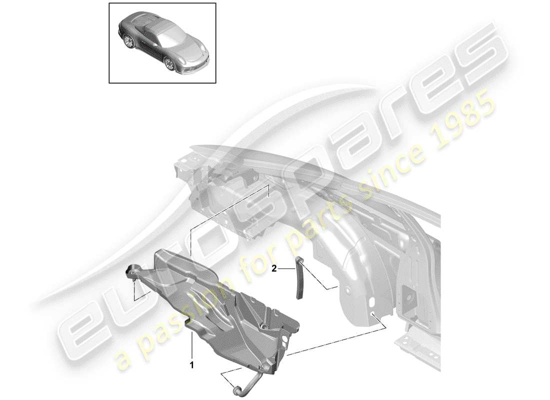 porsche 2019 (991-2 r/gt3/rs) vassoio di raccolta acqua schema delle parti