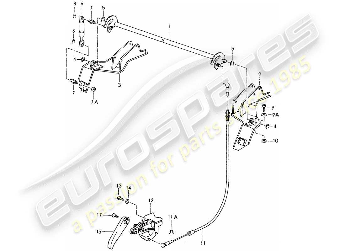 porsche 1990 (964) copertura posteriore - albero rele' - parti singole schema parte