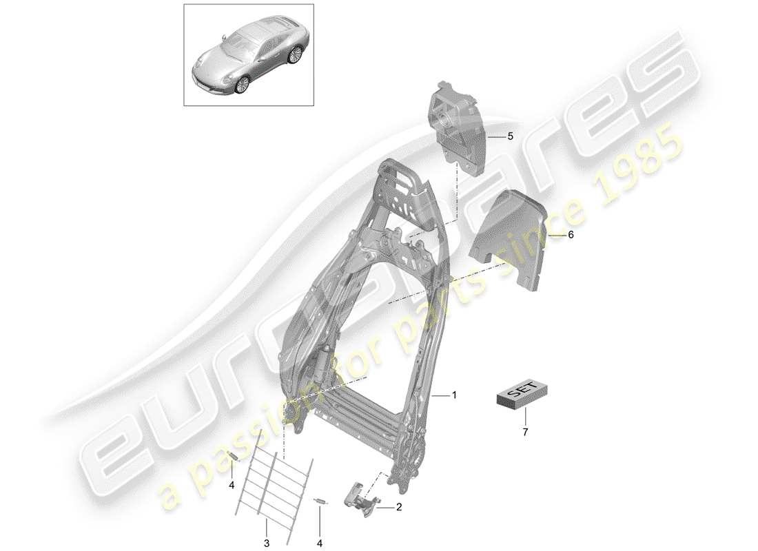 porsche 2020 (991-2) telaio - schienale diagramma delle parti