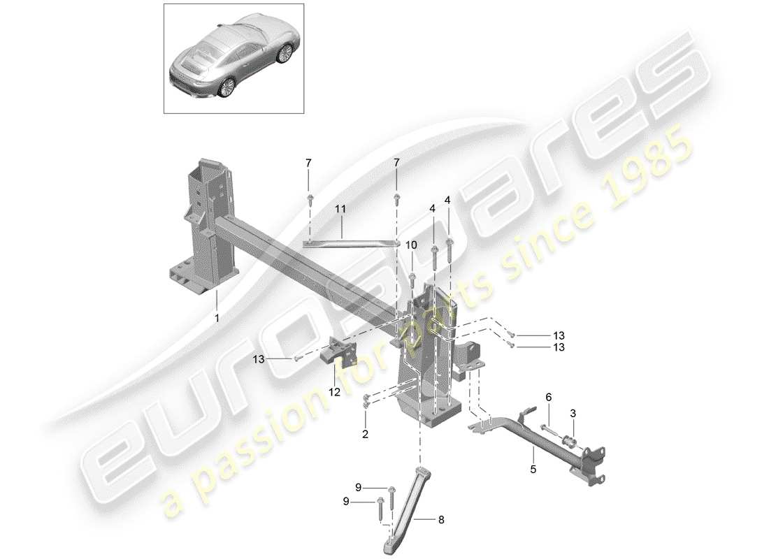 porsche 2020 (991-2) telaio di contenimento diagramma delle parti
