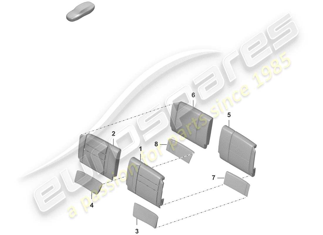 porsche 2019 (992-1) parte in schiuma diagramma delle parti