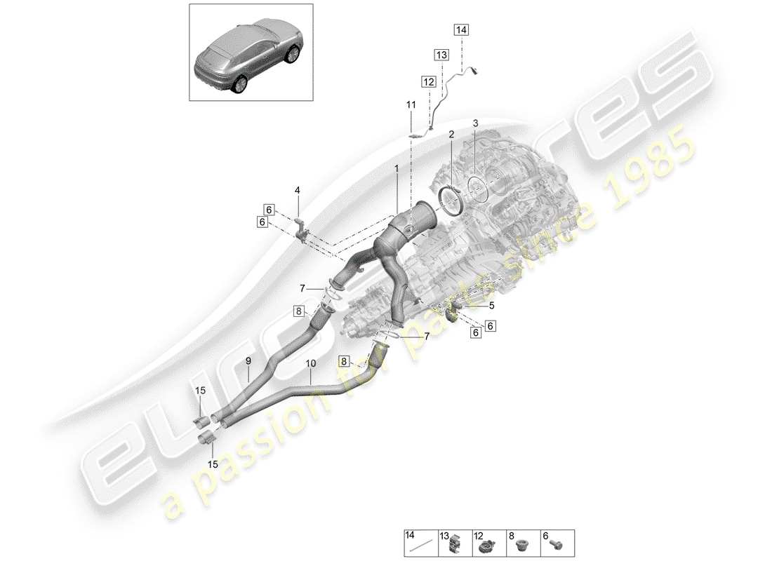 porsche 2019 (macan) catalizzatore diagramma delle parti