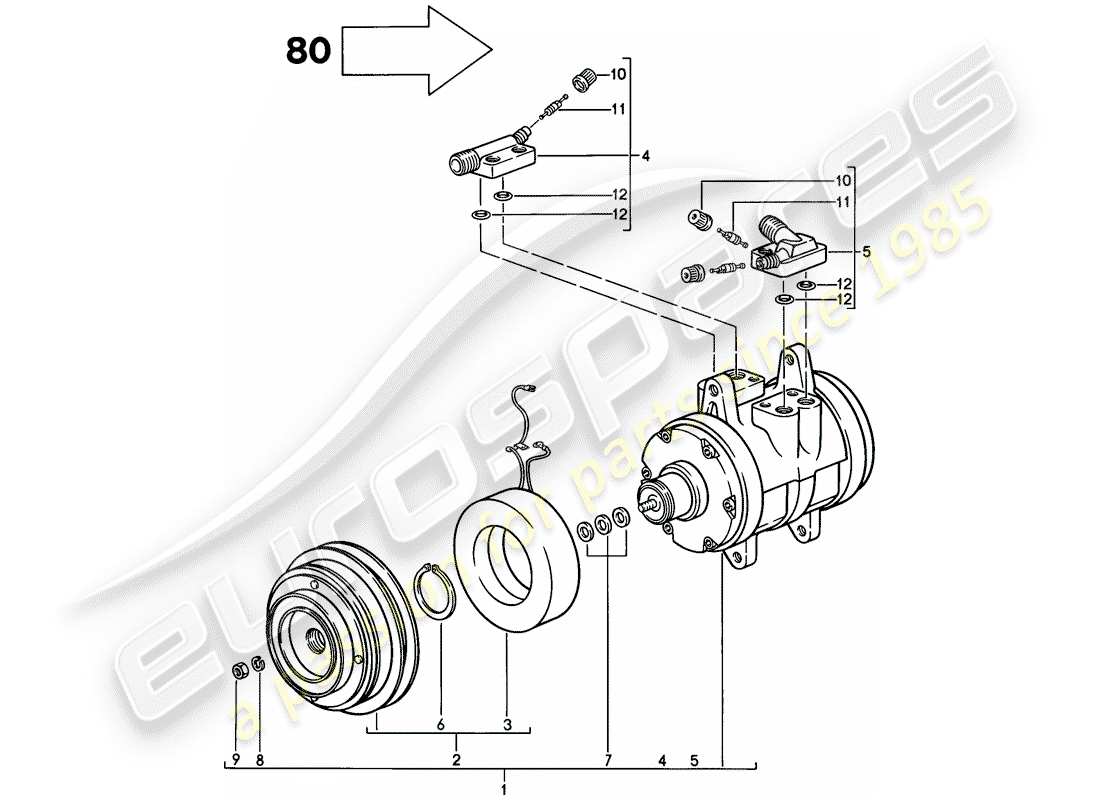 porsche 1982 (928) compressore - d - mj 1980>> schema delle parti