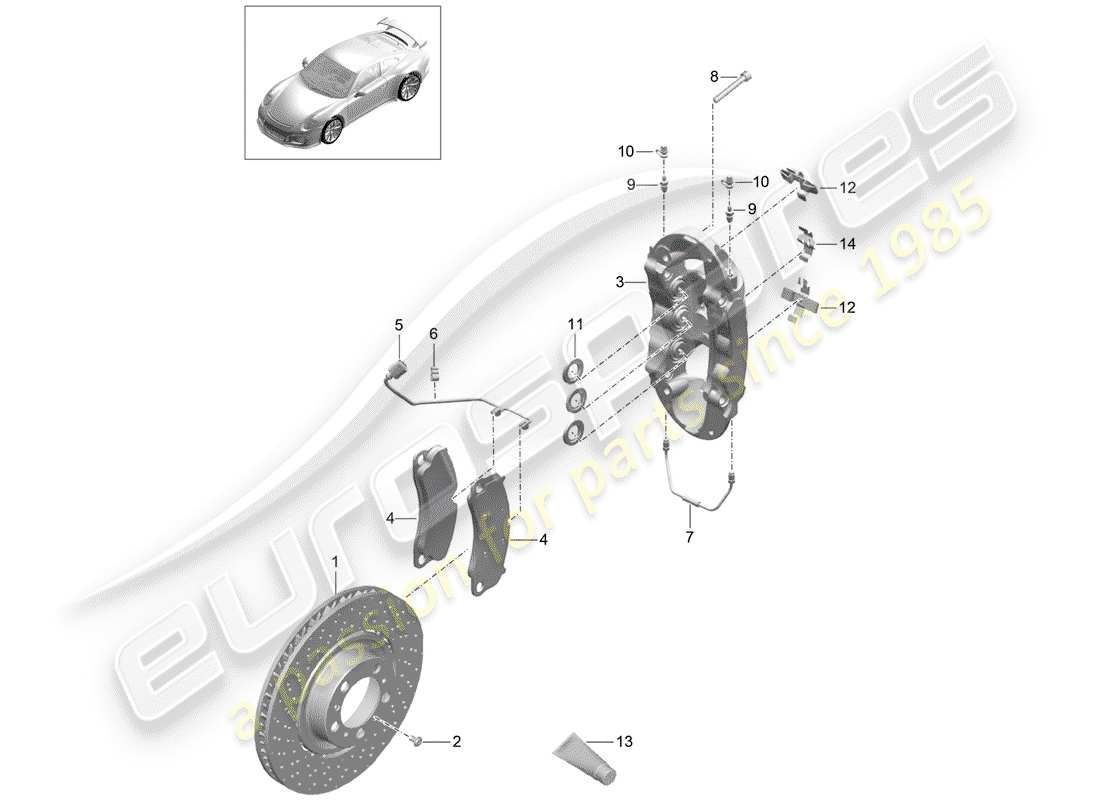 porsche 2019 (991-2 r/gt3/rs) freni a disco diagramma delle parti
