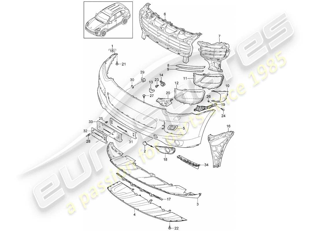 porsche 2013 (cayenne e2 92a) diagramma delle parti della fodera