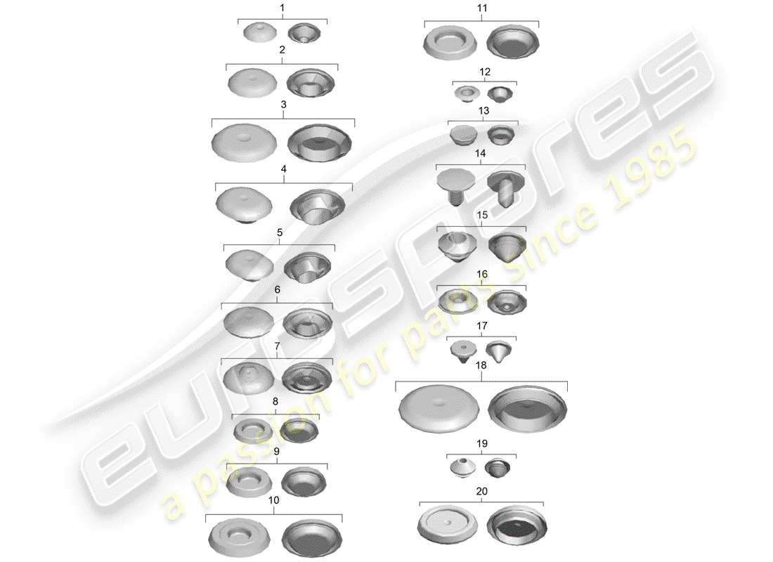 porsche 2020 (991-2 r/gt3/rs) tappo diagramma delle parti