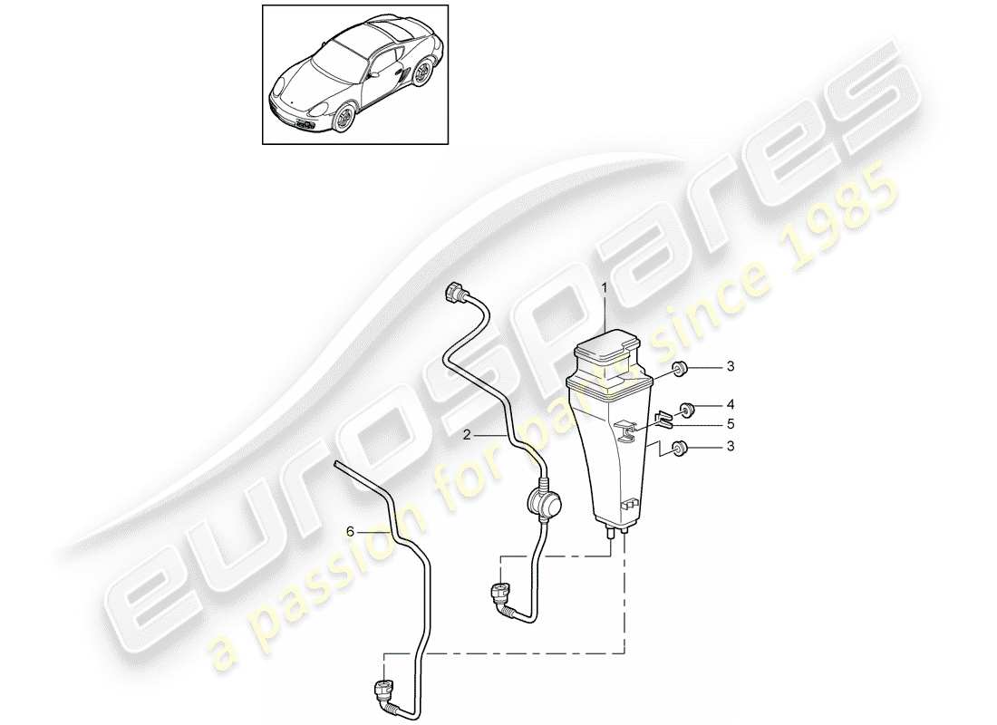 porsche 2009 (987 cayman) contenitore per emissioni evaporative diagramma delle parti