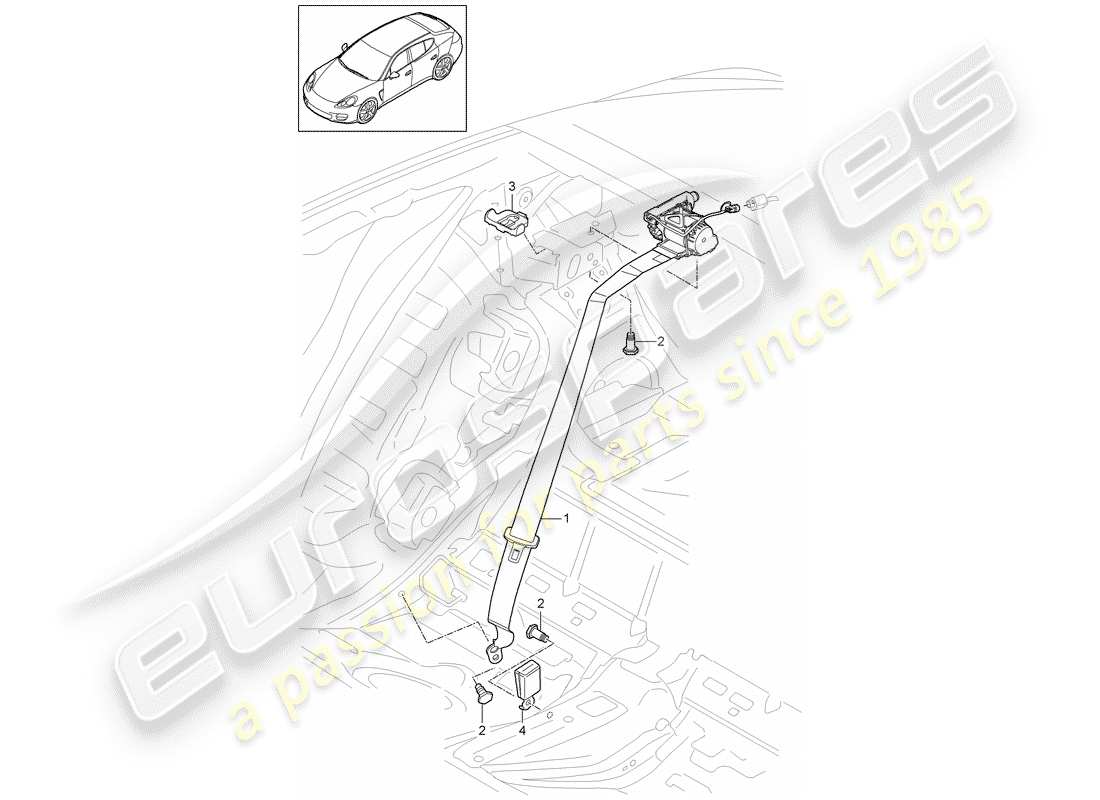 porsche 2013 (panamera 970) cintura di sicurezza diagramma delle parti