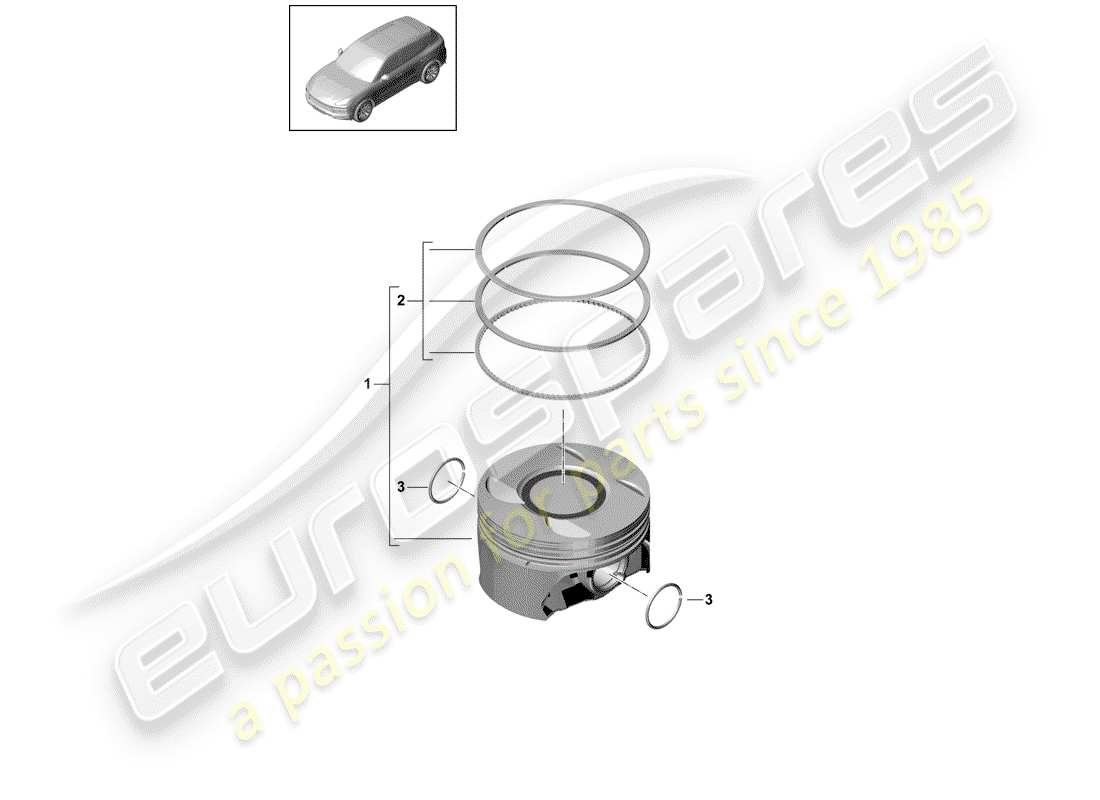 porsche 2020 (cayenne e3 9ya/9yb) pistone completo schema delle parti