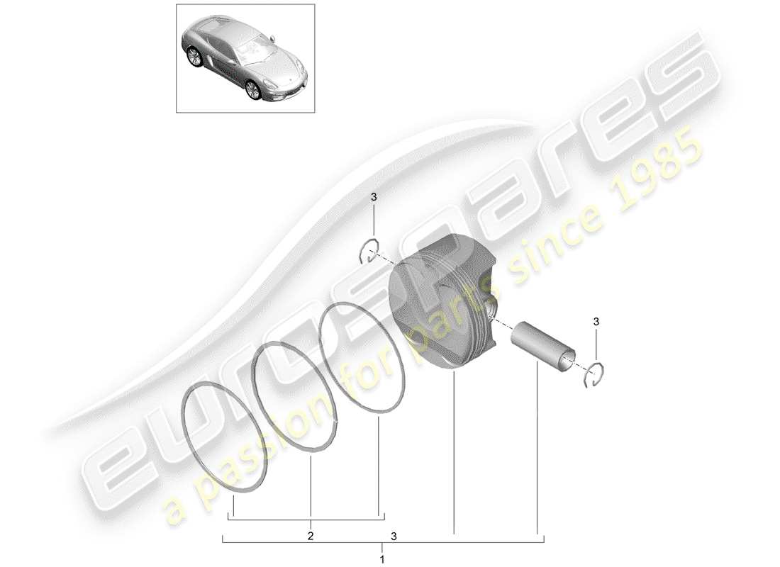 porsche 2015 (981 cayman) diagramma delle parti del pistone