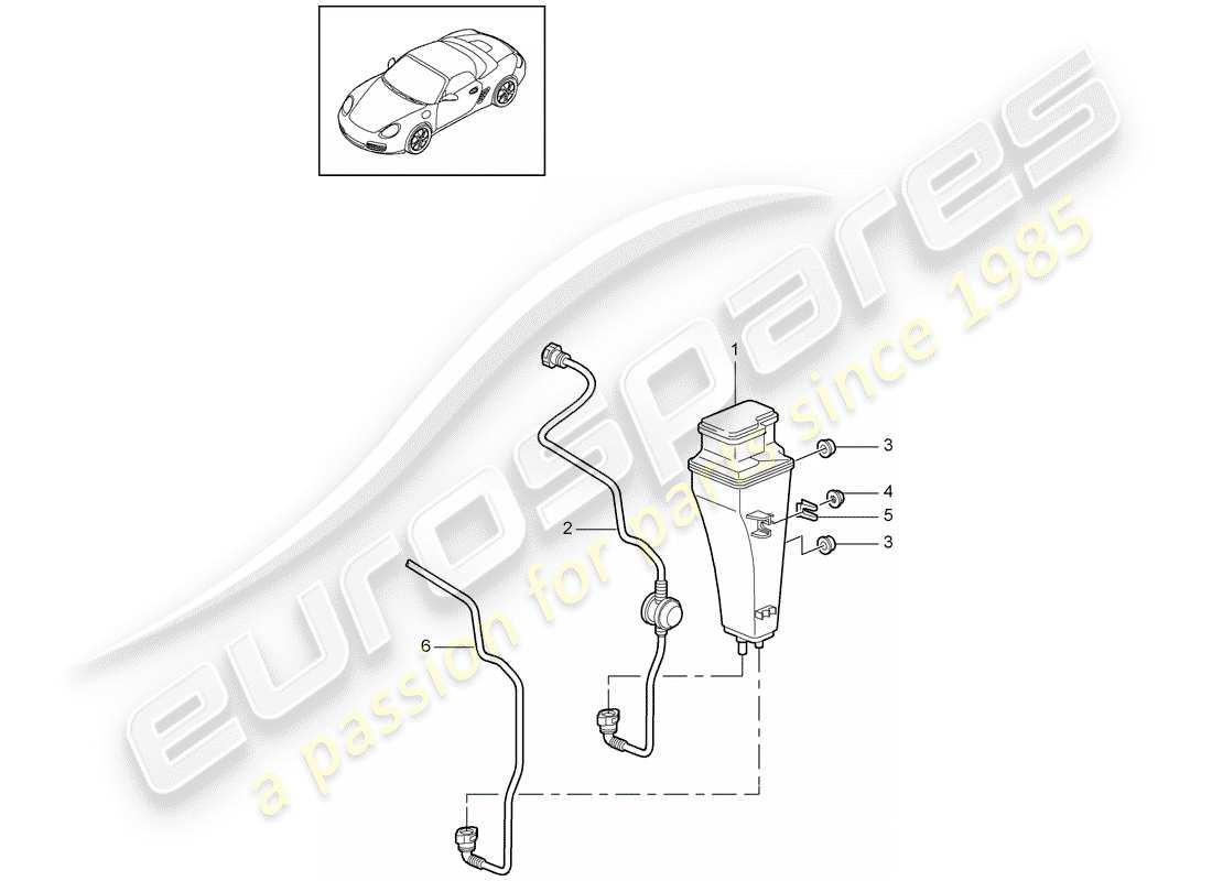 porsche 2012 (987 boxster) schema delle parti del contenitore per emissioni evaporative