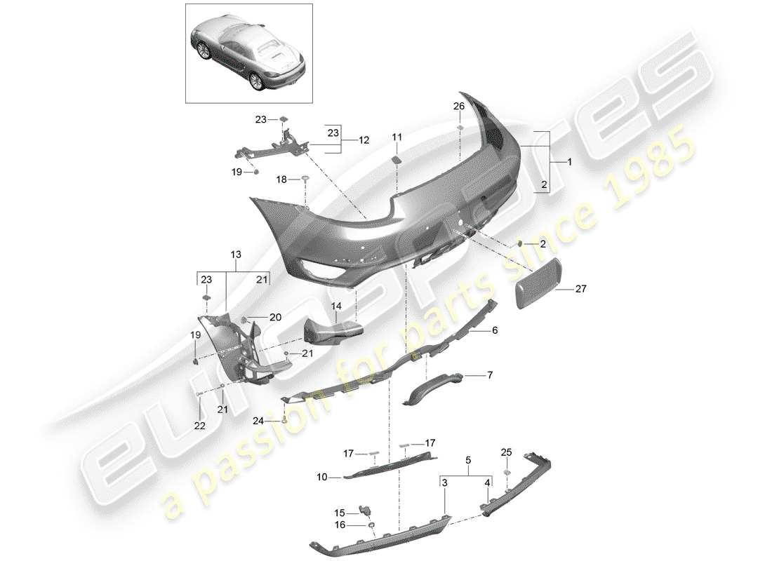porsche 2016 (981 boxster) paraurti diagramma delle parti