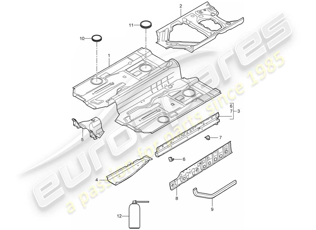 porsche 2006 (987 boxster) pavimento diagramma delle parti