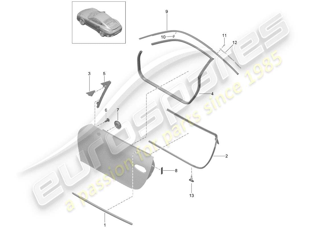 porsche 2020 (991-2 turbo) guarnizione della porta diagramma delle parti