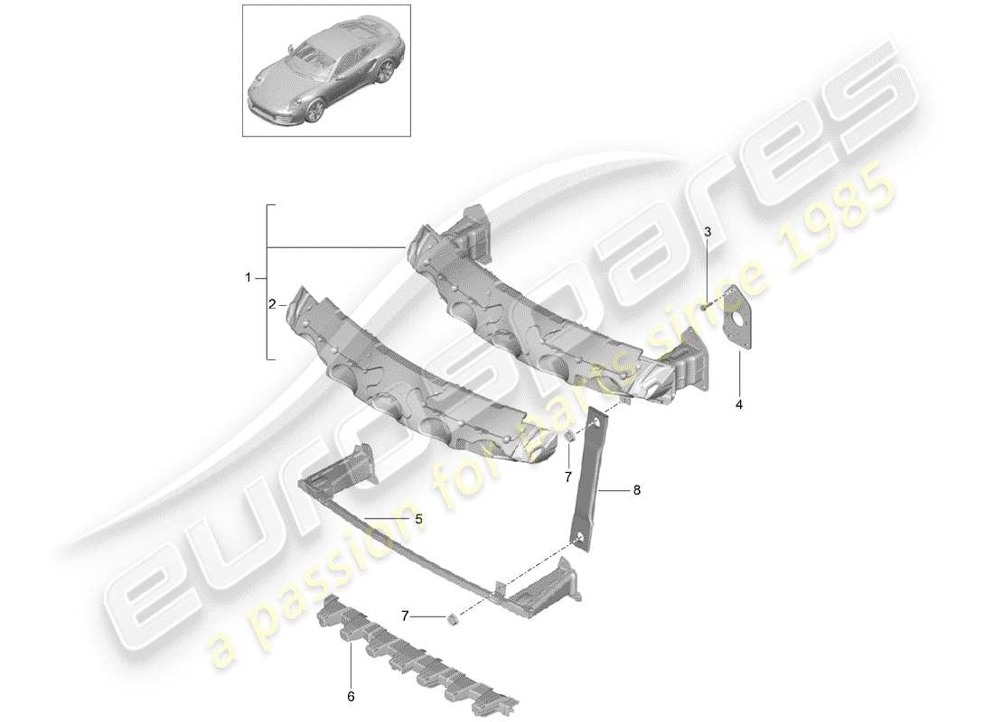 porsche 2014 (991-1 turbo) staffa paraurti diagramma delle parti