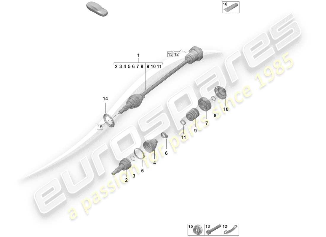 porsche 2019 (992-1) albero di trasmissione diagramma delle parti
