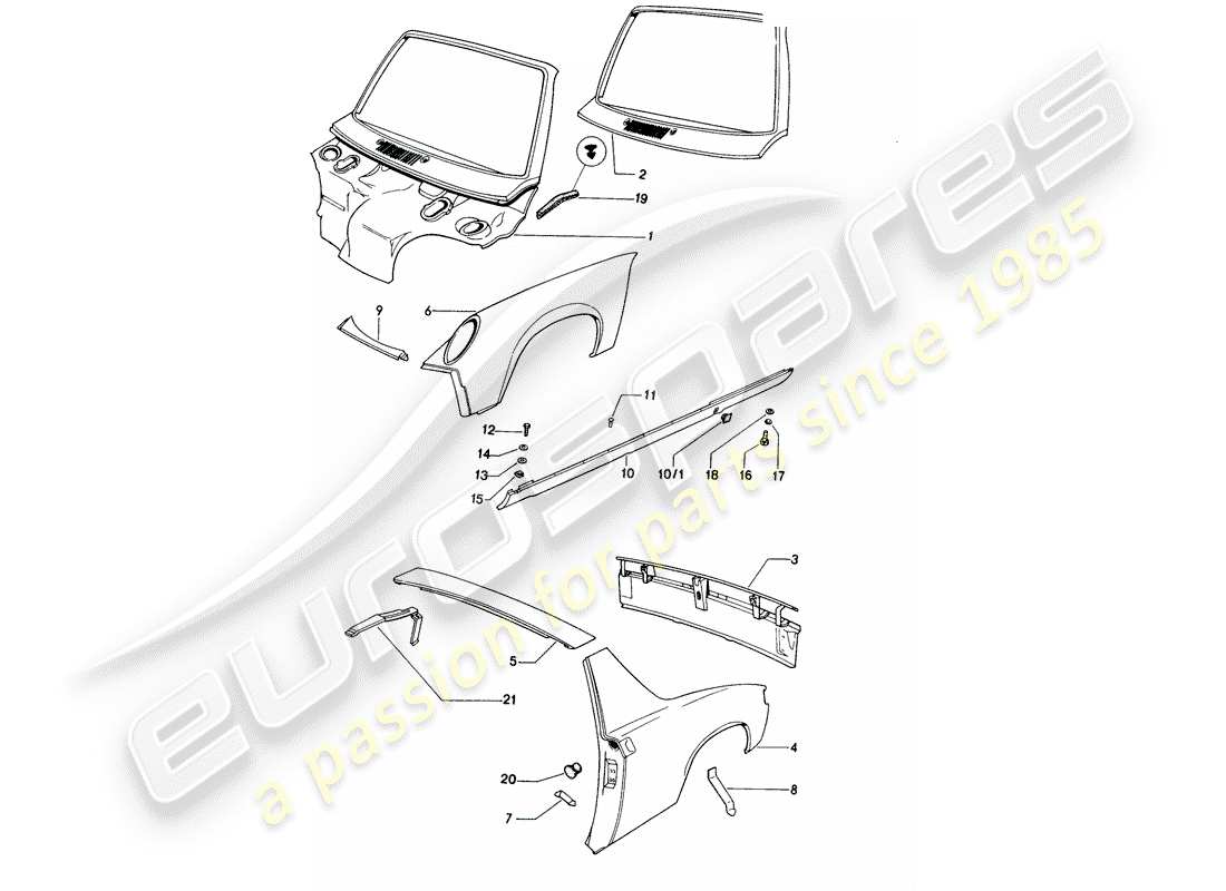 porsche 1976 (914) pannellatura esterna diagramma delle parti