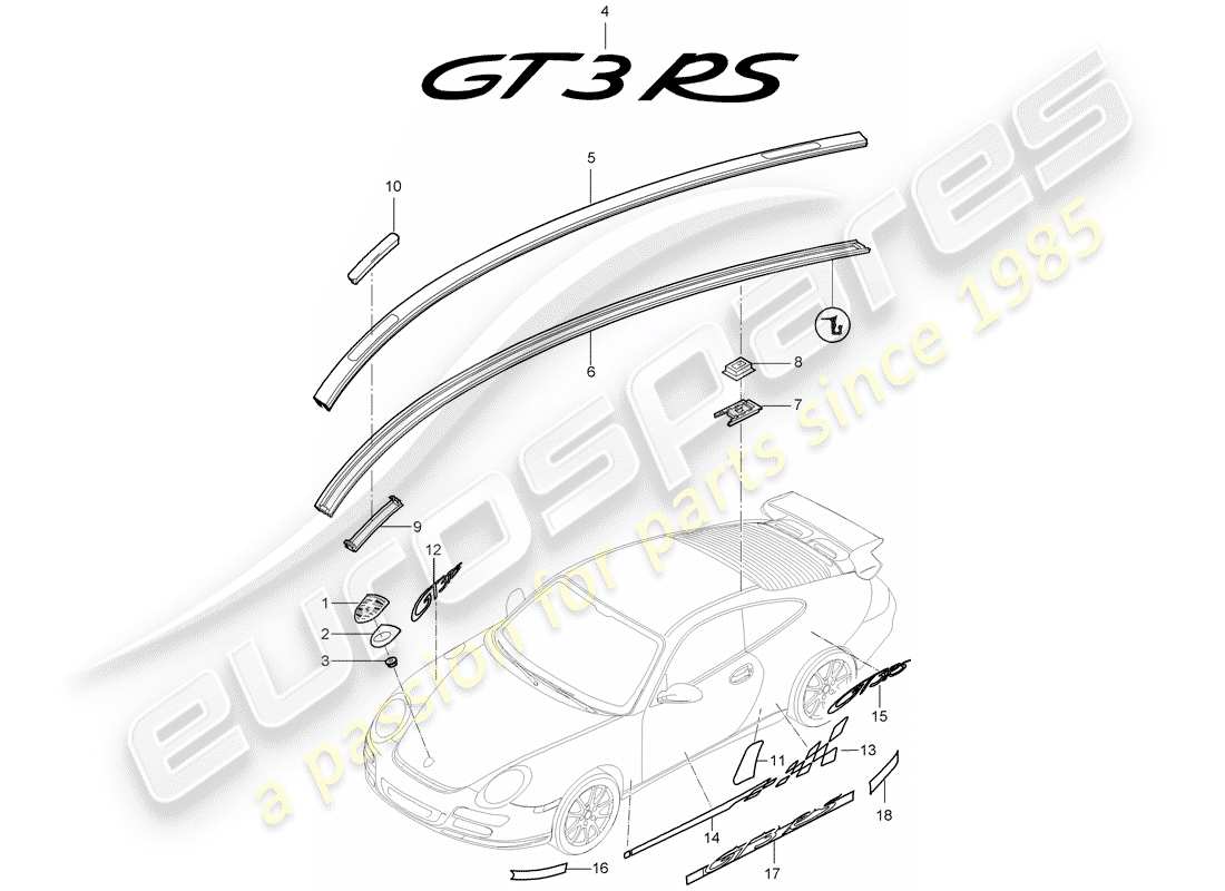 porsche 2011 (997-2 gt3) targhette diagramma delle parti