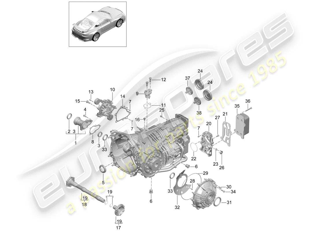 porsche 2016 (991-1 r/gt3/rs) cambio manuale diagramma delle parti