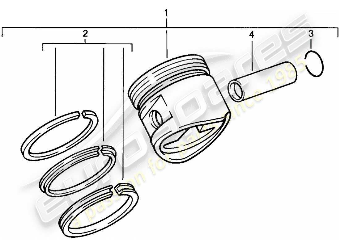 porsche 1977 (924) pistone - segmenti pistone diagramma delle parti