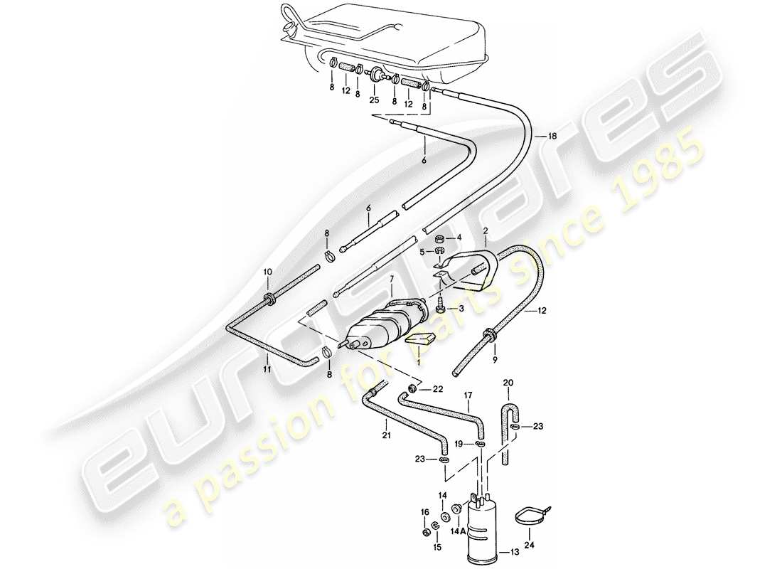 porsche 1977 (924) contenitore per emissioni evaporative diagramma delle parti