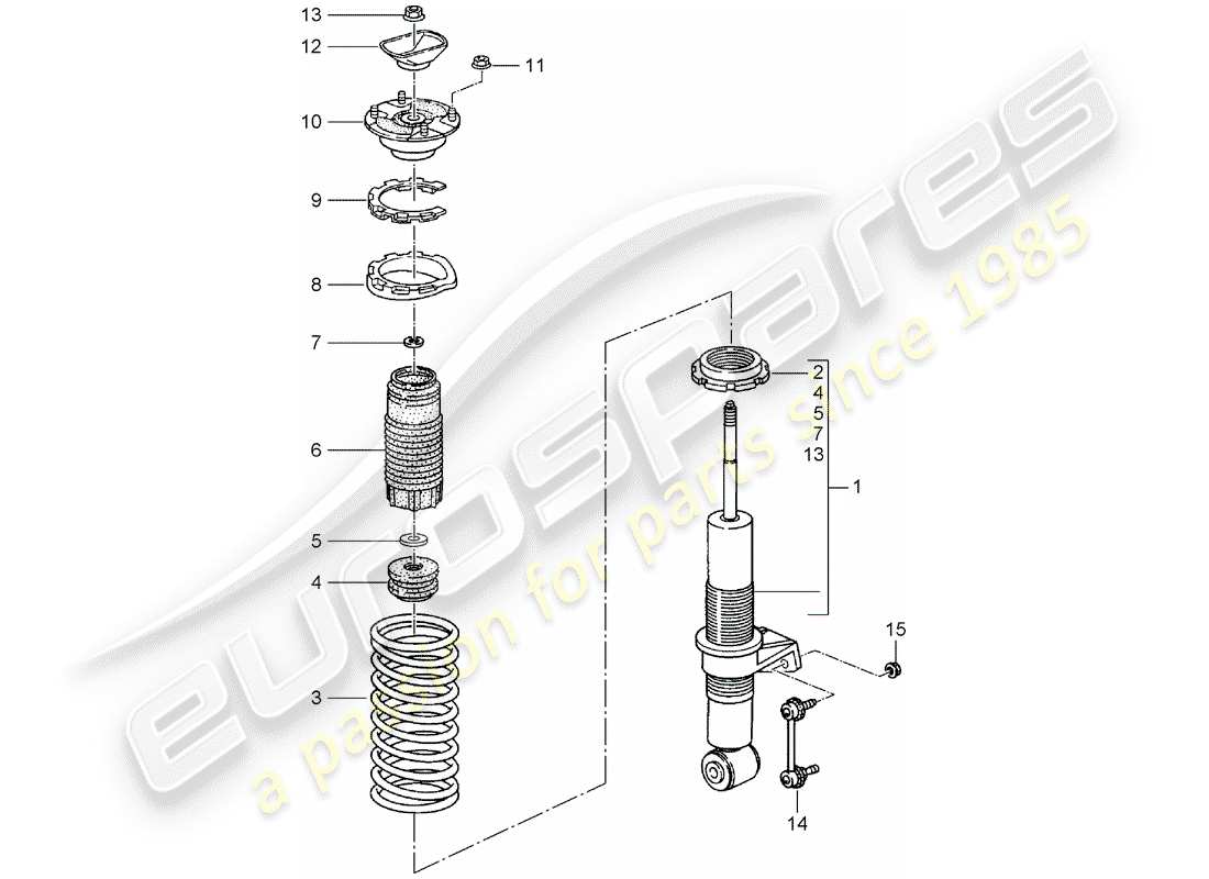 porsche 1995 (993) ammortizzatore - molla evoluca - maglia di collegamento - nuovo design - vedi informazioni tecniche - gruppo 4 - nr. 145/15 - nr. 7/16 - modifiche - accessori - attenzione schema particolare