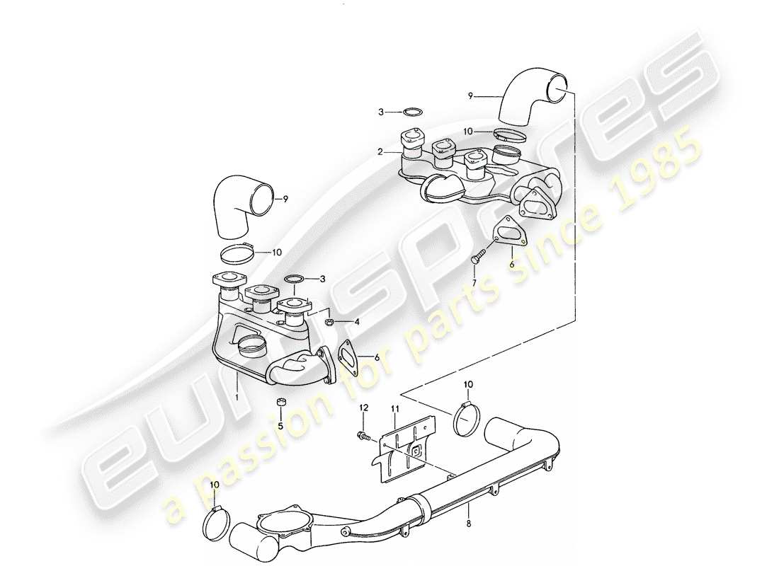 porsche 1995 (993) sistema di scarico - nucleo riscaldante - vedi informazioni tecniche - gruppo 2 - nr. 2/ 98 diagramma delle parti