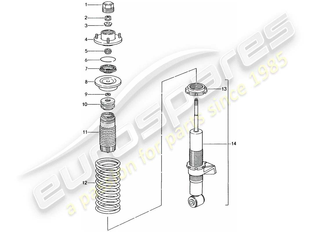 porsche 1996 (993) ammortizzatore - molla eolica diagramma delle parti