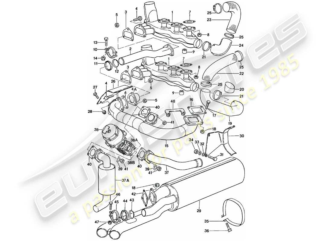 porsche 1978 (911) impianto di scarico diagramma delle parti