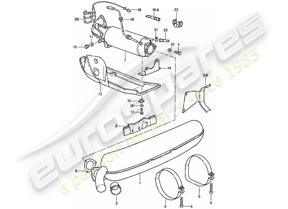 porsche 1988 (911) impianto di scarico diagramma delle parti