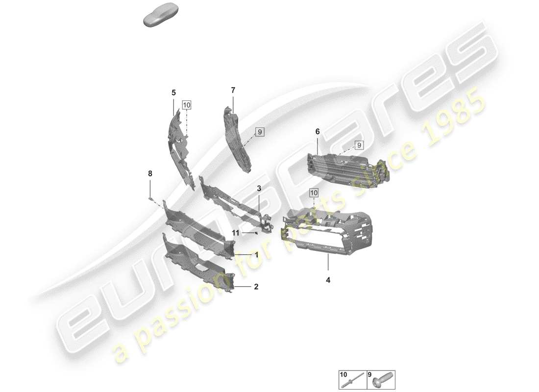 porsche 2020 (992-1) condotto dell'aria diagramma delle parti