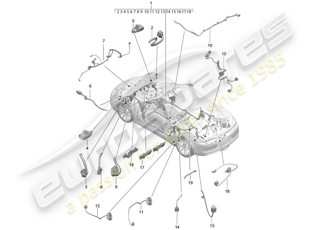 porsche 2015 (981 cayman) cablaggi diagramma delle parti
