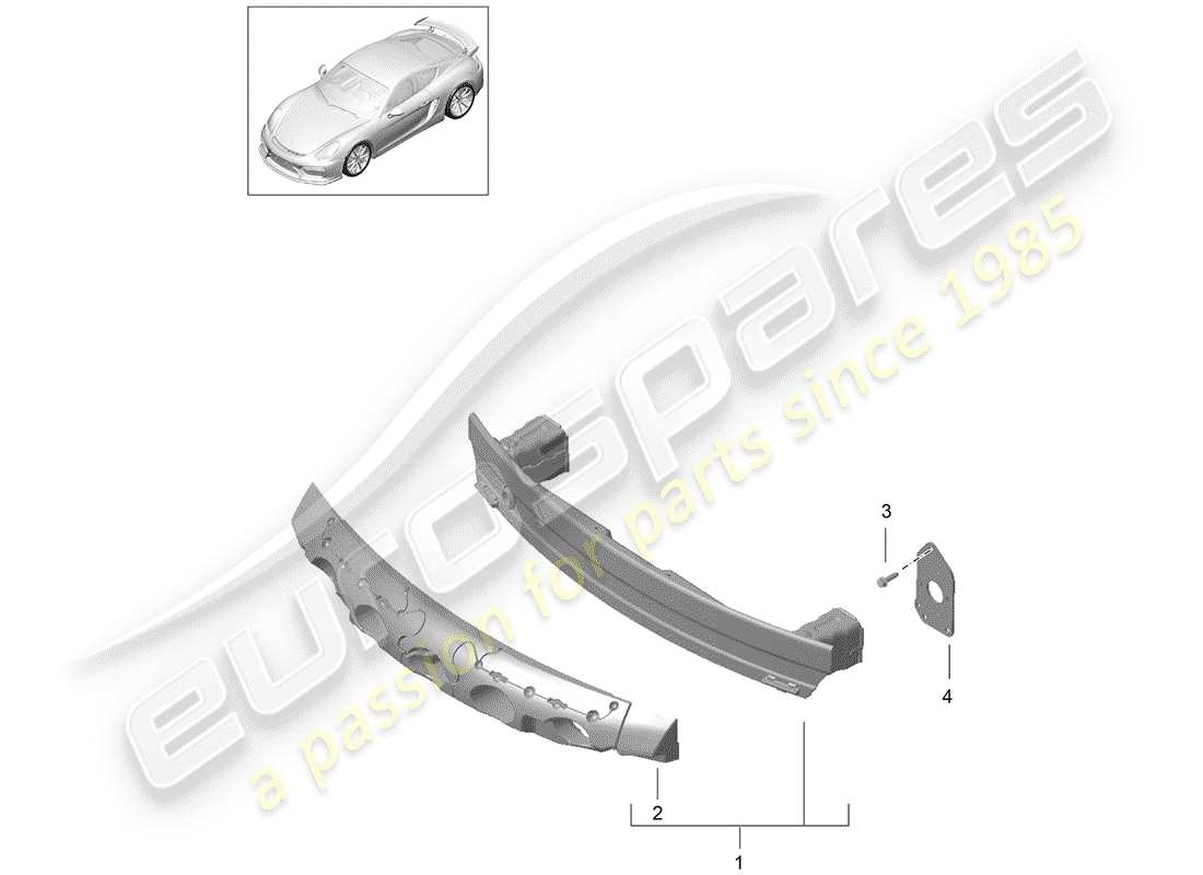 porsche 2016 (981 cayman gt4) staffa paraurti schema delle parti