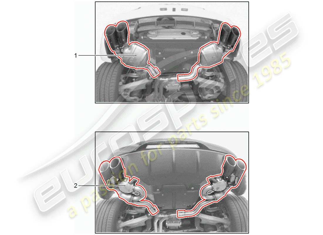 porsche 2017 (tequipment macan) impianto di scarico diagramma delle parti