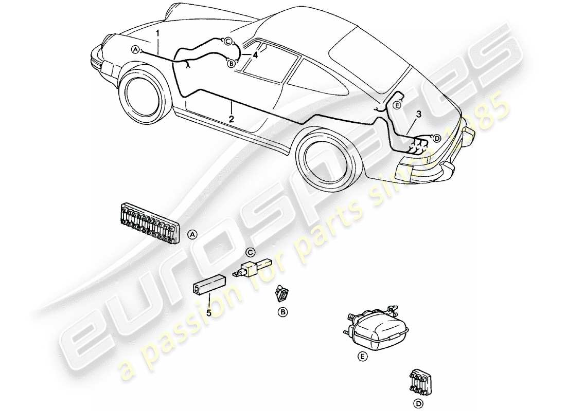 porsche 1980 (911) cablaggi - tergicristallino posteriore diagramma delle parti