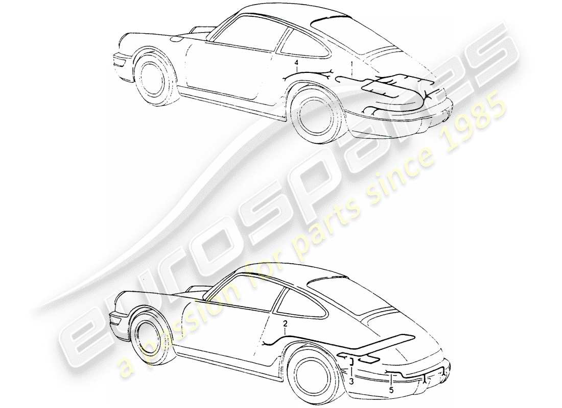 porsche 1990 (964) cablaggi - motore diagramma delle parti