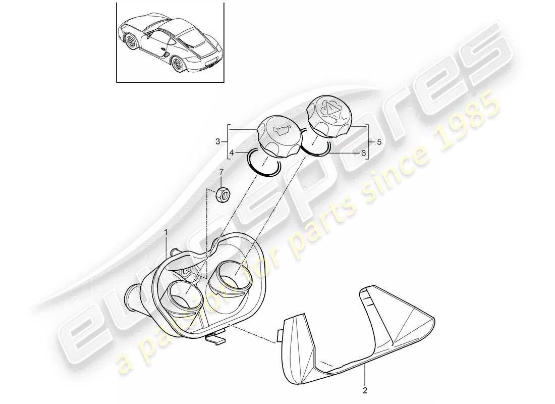 porsche 2012 (987 cayman) raffreddamento ad acqua 4 diagramma delle parti