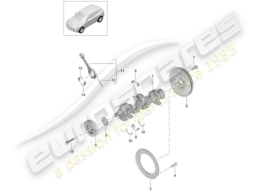 porsche 2016 (macan) albero a gomiti diagramma delle parti
