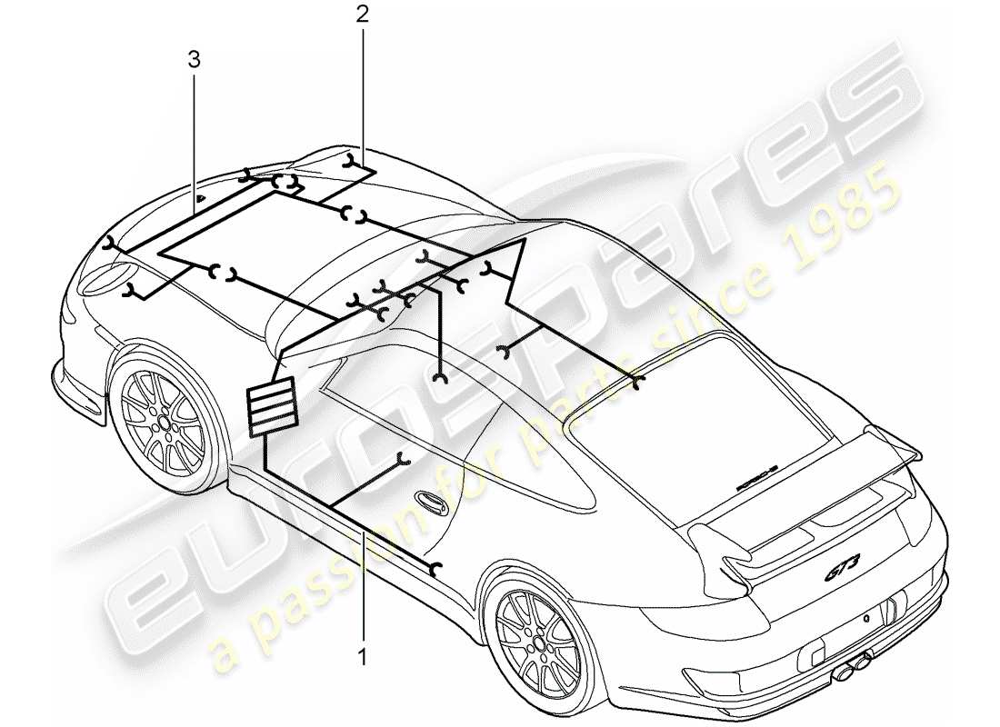 porsche 2011 (997-2 gt3) cablaggi diagramma delle parti