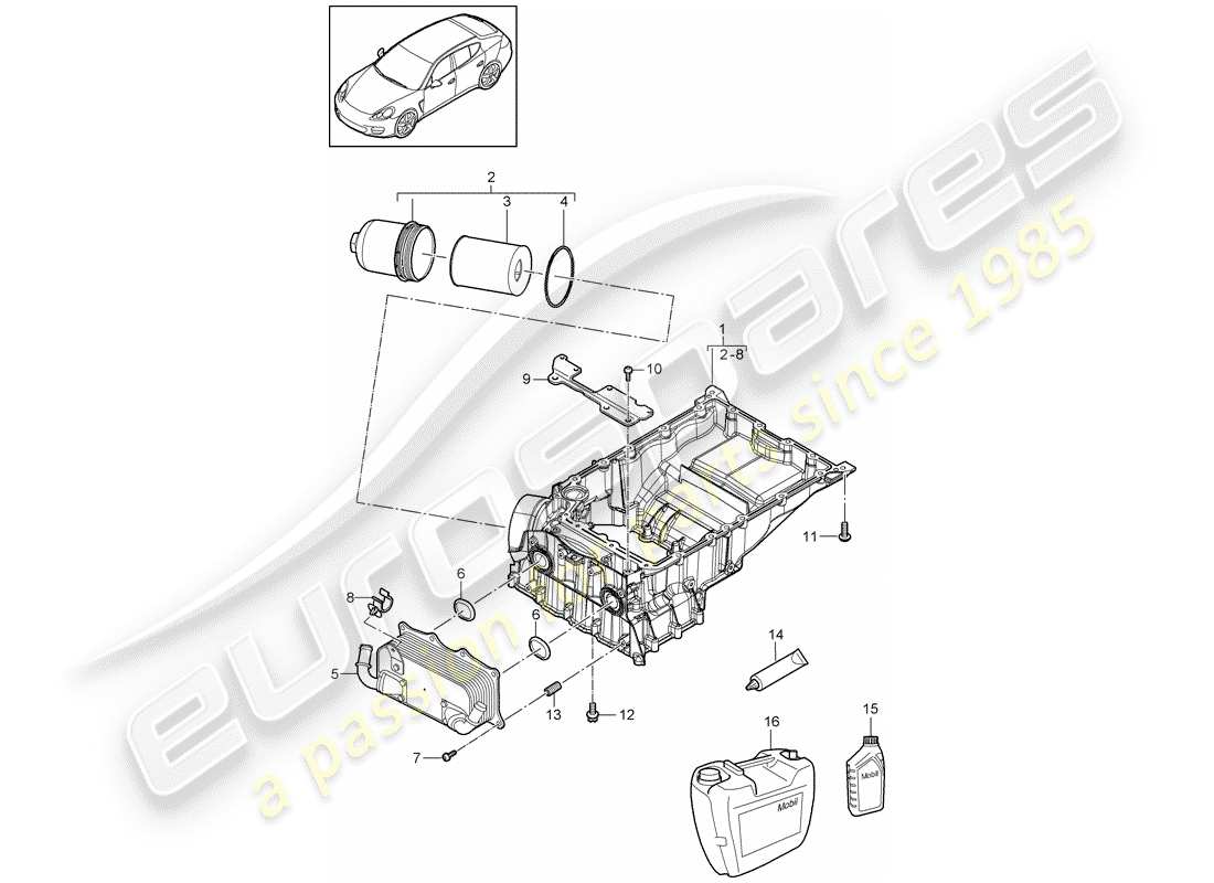 porsche 2013 (panamera 970) alloggiamento conduttivo dell'olio diagramma delle parti