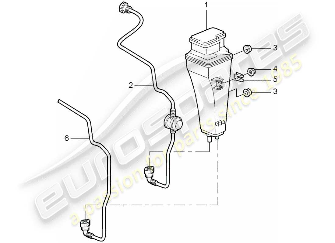 porsche 2009 997-2 turbo / gt2 schema delle parti del contenitore per emissioni evaporative