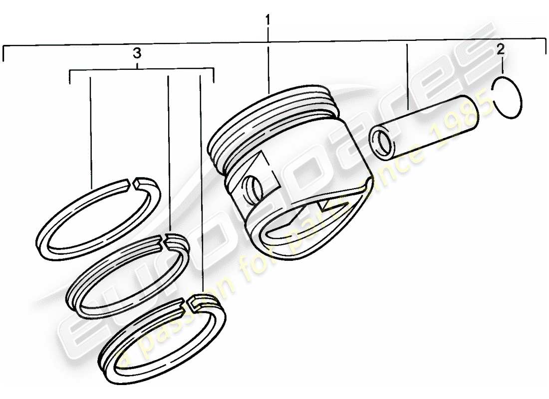porsche 1986 (944) pistone - segmenti pistone diagramma delle parti
