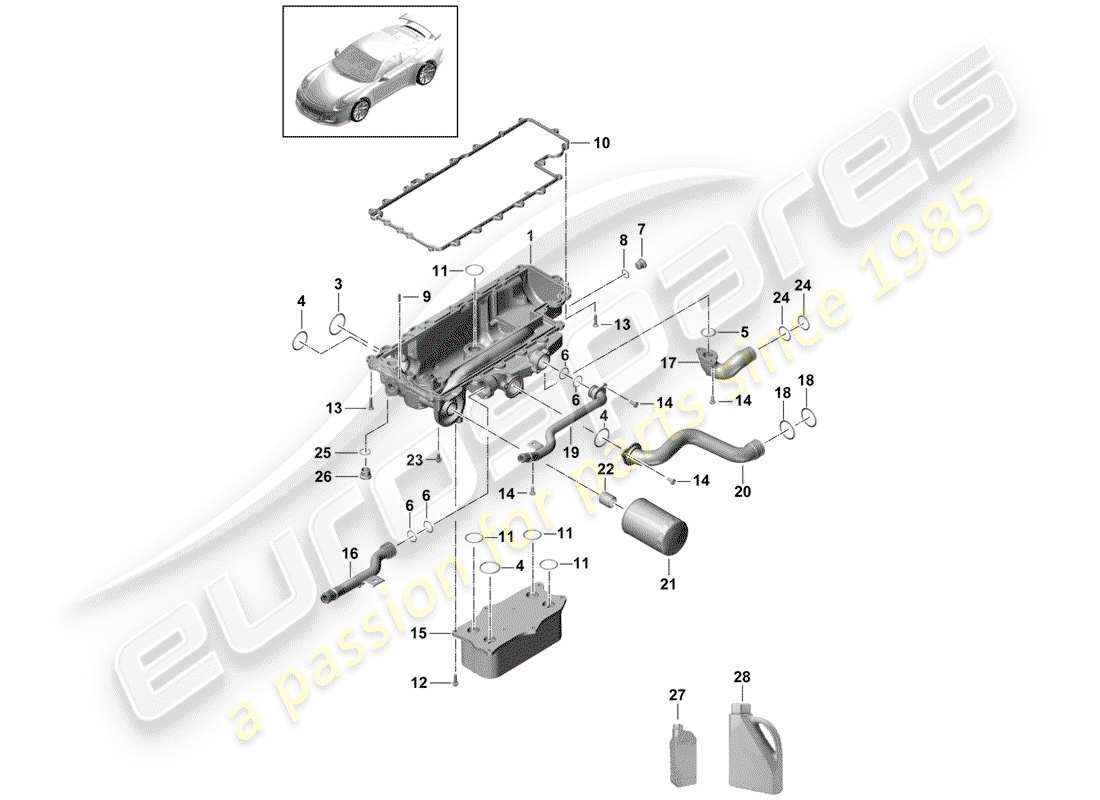porsche 2015 (991-1 r/gt3/rs) schema delle parti filtro olio