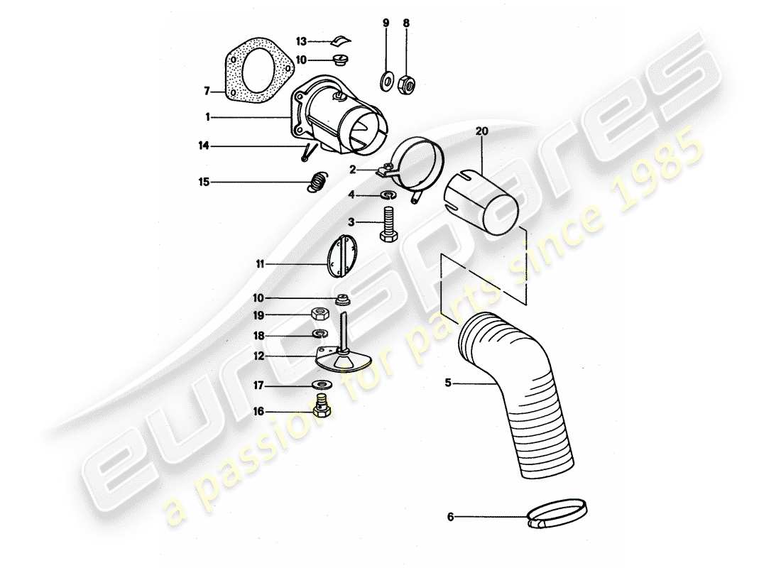 porsche 1976 (911 turbo) alimentazione aria di riscaldamento diagramma delle parti