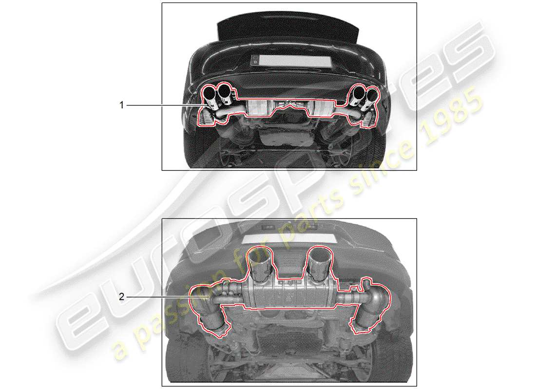 porsche 2013 (tequipment 98x/99x) impianto di scarico diagramma delle parti