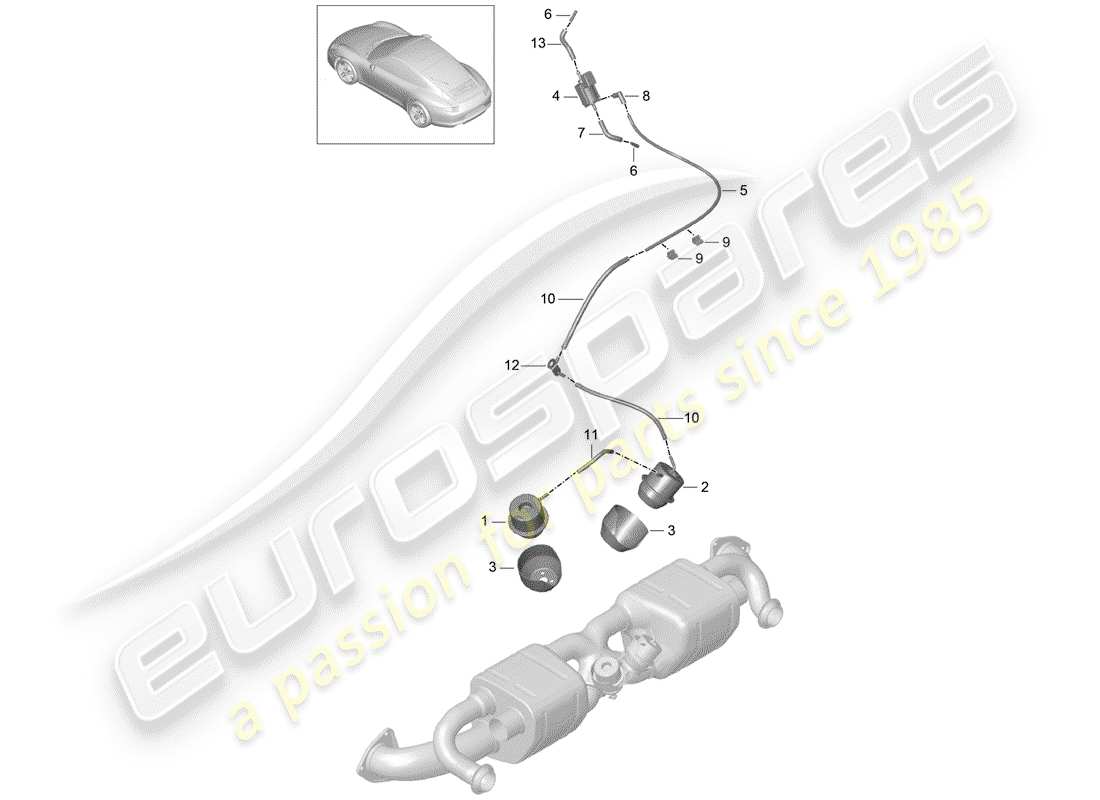 porsche 2014 (991-1) impianto di scarico diagramma delle parti