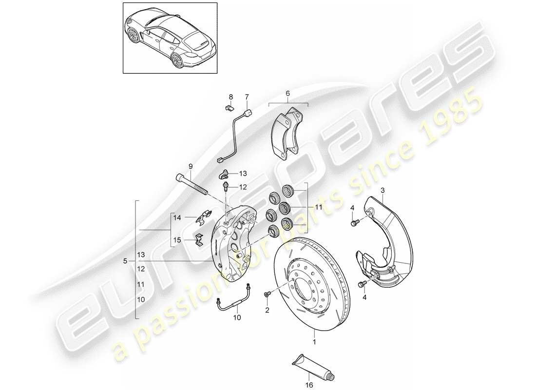 porsche 2016 (panamera 970) freni a disco diagramma delle parti