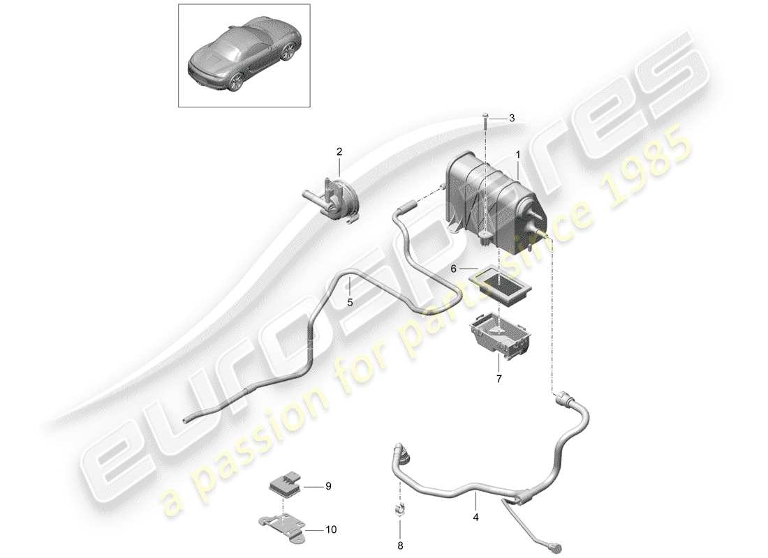 porsche 2013 (981 boxster) contenitore per emissioni evaporative diagramma delle parti